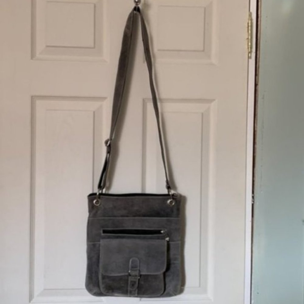 Satori Distressed Suede Crossbody Flat Bag